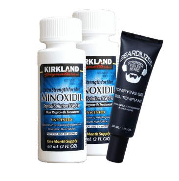 Комплекс для роста бороды Minoxidil Kirkland и гель Beardilizer на 2 месяца