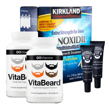 Комплекс для роста бороды Minoxidil Kirkland, гель Beardilizer и витамины VitaBeard на 6 месяцев